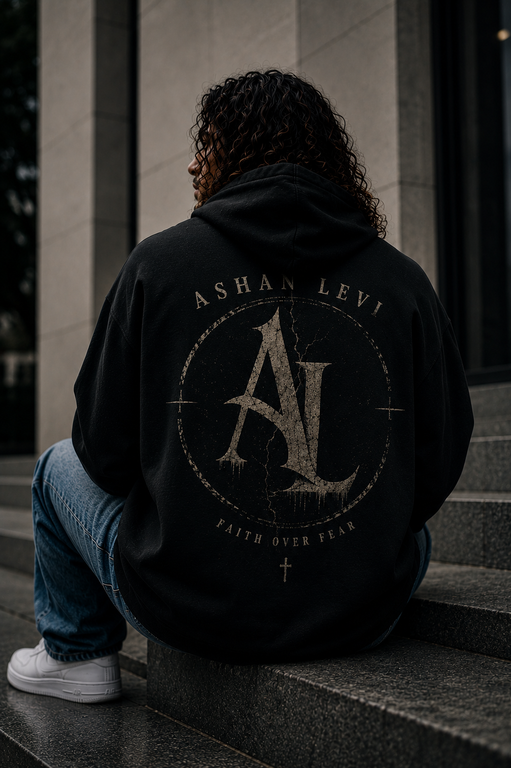 Ashan Levi Faith Over Fear black hoodie